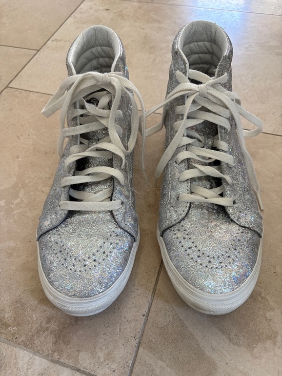 Vans Shoes - Vans Silver Glitter High-Top Sneakers - Women's